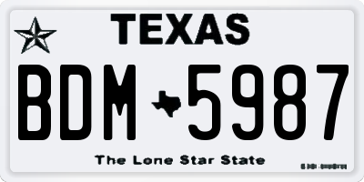 TX license plate BDM5987