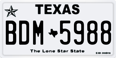 TX license plate BDM5988