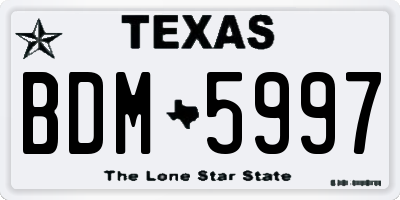 TX license plate BDM5997