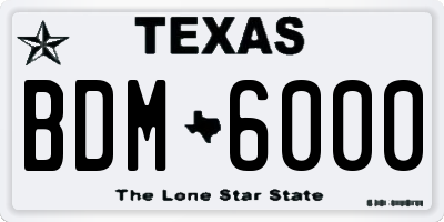 TX license plate BDM6000