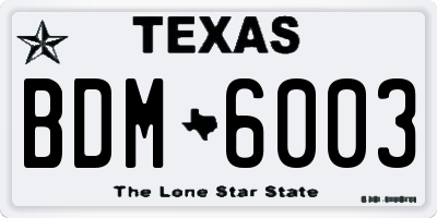 TX license plate BDM6003