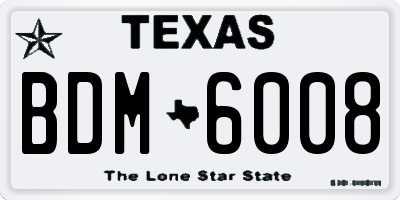 TX license plate BDM6008