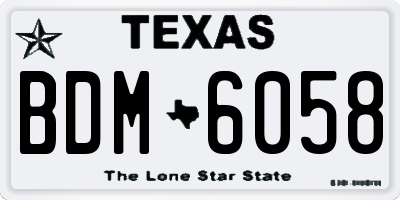 TX license plate BDM6058