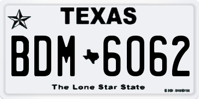 TX license plate BDM6062