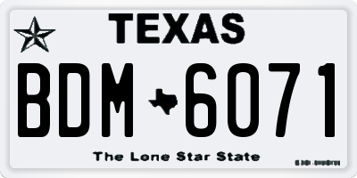 TX license plate BDM6071