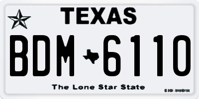 TX license plate BDM6110