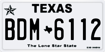 TX license plate BDM6112
