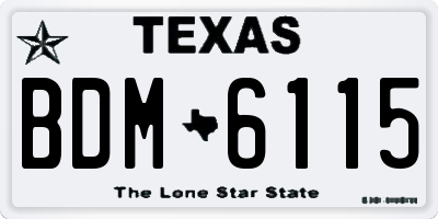 TX license plate BDM6115