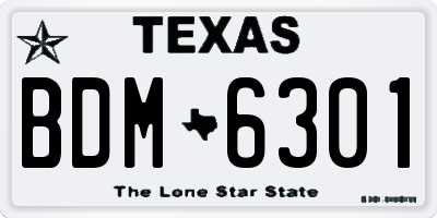 TX license plate BDM6301