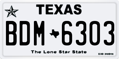 TX license plate BDM6303