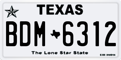 TX license plate BDM6312