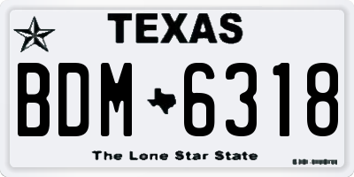TX license plate BDM6318