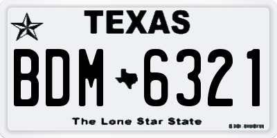 TX license plate BDM6321