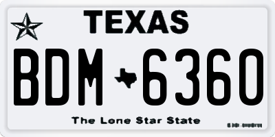 TX license plate BDM6360
