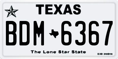 TX license plate BDM6367