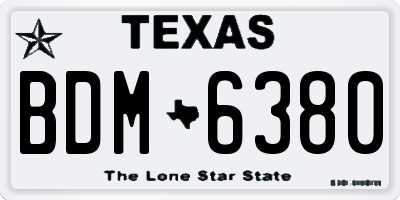 TX license plate BDM6380