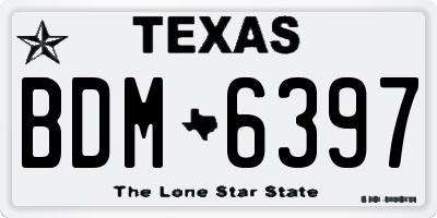 TX license plate BDM6397
