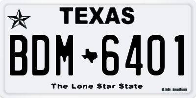 TX license plate BDM6401