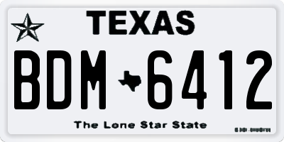 TX license plate BDM6412