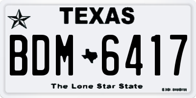TX license plate BDM6417