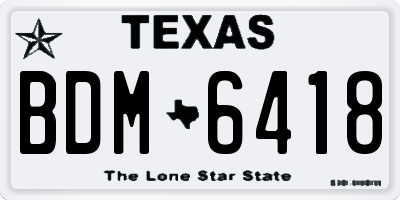 TX license plate BDM6418