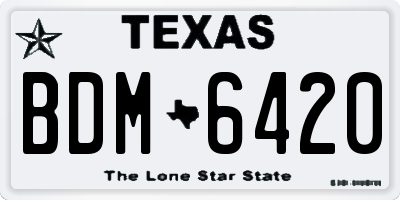 TX license plate BDM6420