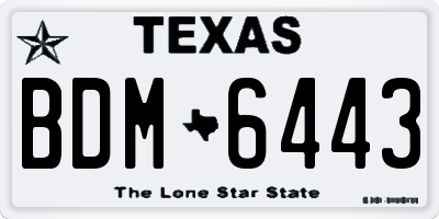 TX license plate BDM6443