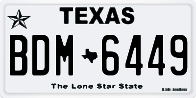 TX license plate BDM6449