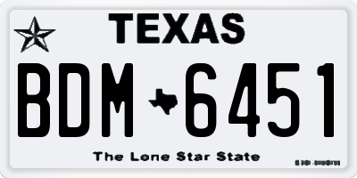 TX license plate BDM6451
