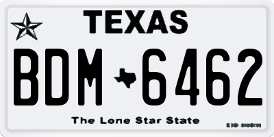 TX license plate BDM6462