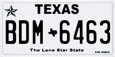 TX license plate BDM6463