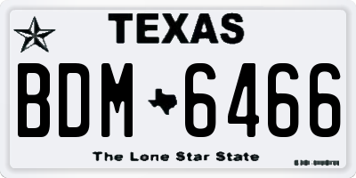 TX license plate BDM6466