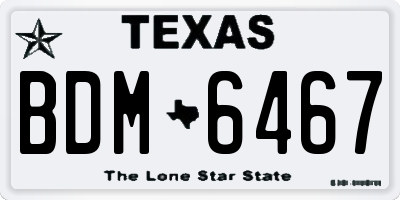 TX license plate BDM6467
