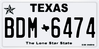 TX license plate BDM6474