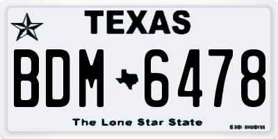 TX license plate BDM6478