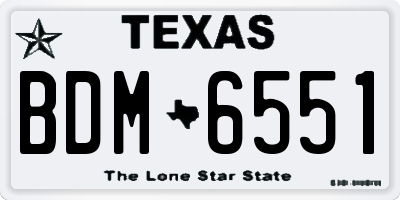 TX license plate BDM6551
