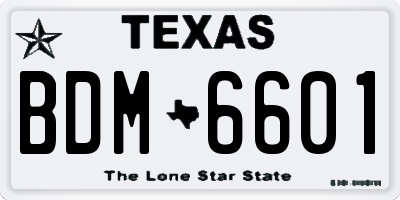 TX license plate BDM6601
