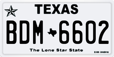 TX license plate BDM6602