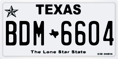 TX license plate BDM6604