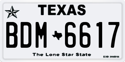 TX license plate BDM6617
