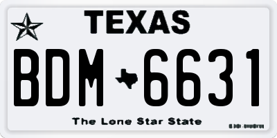 TX license plate BDM6631