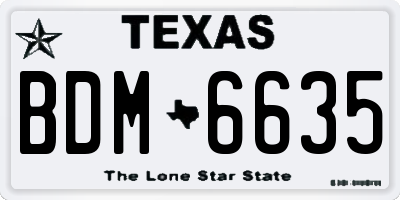 TX license plate BDM6635