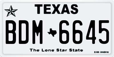TX license plate BDM6645