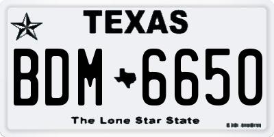 TX license plate BDM6650