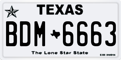 TX license plate BDM6663