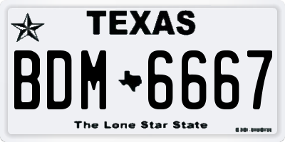 TX license plate BDM6667