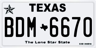 TX license plate BDM6670