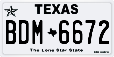 TX license plate BDM6672