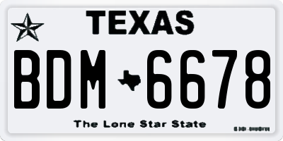 TX license plate BDM6678