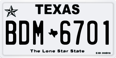 TX license plate BDM6701